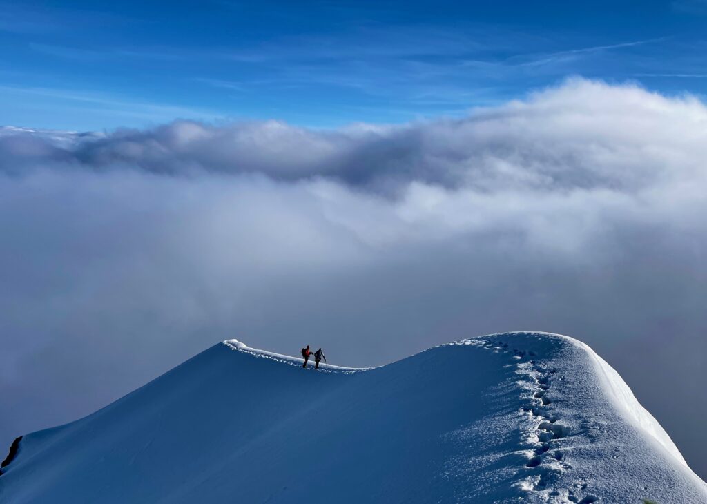 Biancograt snow crest on Piz Bernina