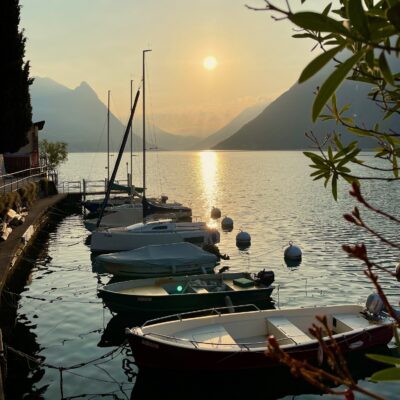 Boats at Gandria Lake Lugano