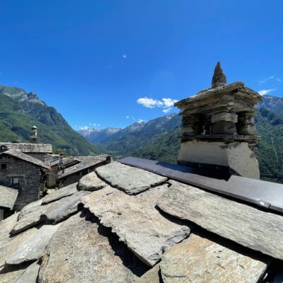 Casa dell'Ava roof looking up Engadin valley