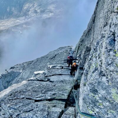 Climbing north ridge of Piz Badile